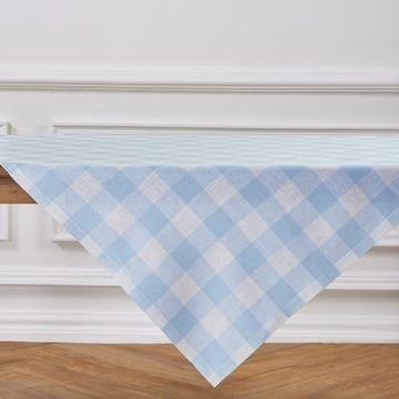 Solino Home Buffalo Check Linen Tablecloth | 52 x 52 Inch