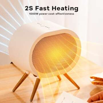 BabyExo Small Space Heater for Indoor Use, 1000W PTC Fast Heating Ceramic Electric Room Heaters Fan ...