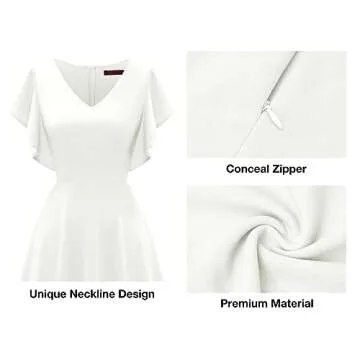 DRESSTELLS Formal Dresses for Women Wedding Guest, White Modest Prom Church Dress, High Low Cocktail Party Evening Dress, Fit Flare Holiday Midi Dress 2024 White M