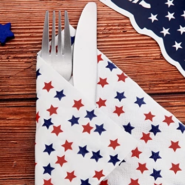 60 Count Colorful Patriotic Cocktail Napkins for Parties