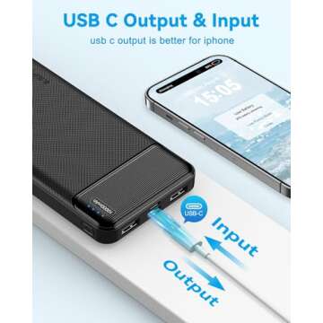 AsperX 2-Pack 10000mAh USB C Output Portable Charger Power Bank Fast Charging, Portable Phone Charger External Battery Pack for iPhone, Samsung, Google LG and Heated Vest