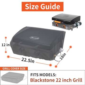 Cover for Blackstone 22 inch Griddle Water Resistant 600D Polyester Heavy Duty Flat top 22" Gas Gril...