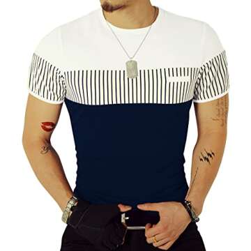LOGEEYAR Men's Strip Casual Slim Fit Cotton T-Shirt - Stylish Comfort for Every Occasion