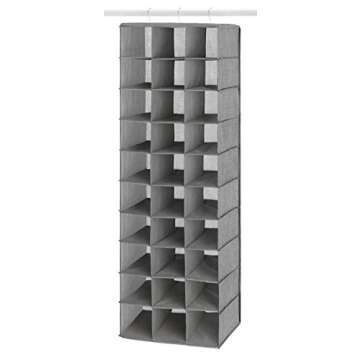 Whitmor Hanging Shoe Shelves Closet Organizer - 30 Section - Crosshatch Gray
