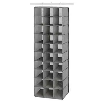 Whitmor Hanging Shoe Shelves Closet Organizer - 30 Section - Crosshatch Gray