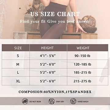 WAKUNA 2 Pairs Durable Opaque Tights - Control Top 40D