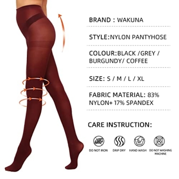 WAKUNA 2 Pairs Durable Opaque Tights - Control Top 40D