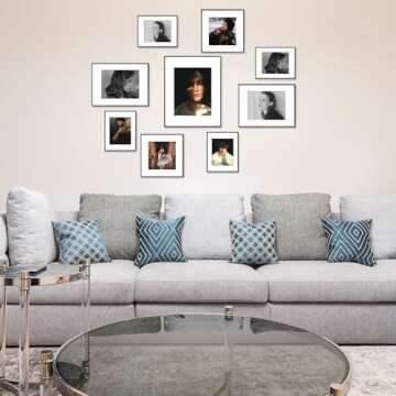 Golden State Art - 12x12 Aluminum Picture Frame - with Mat for 8x8 Photo or Without Mat for 12 x 12 Photo - Real Glass Cover - Simple and Elegant Decor for Wall Mounting - 1 Pack - Black