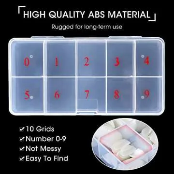 0-9 Sizes Nail Tips Storage Organizer Box - Clear Case