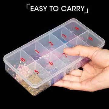 0-9 Sizes Nail Tips Storage Organizer Box - Clear Case