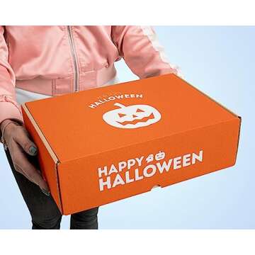 Halloween Candy Care Package Gift (50ct) Snacks Box Basket Candies Kids Children Adults Cookies Food Variety Pack Bundle Mixed Bulk Sampler Girls Boys Guys Men Women Boyfriend Girlfriend College Student