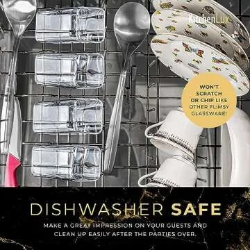 Kitchen Lux Square 12 oz Drinking Glasses Set - Stylish & Durable