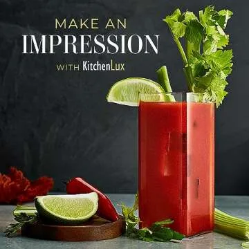 Kitchen Lux Square 12 oz Drinking Glasses Set - Stylish & Durable