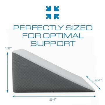 Kolbs Bed Wedge Pillow for Sleep Apnea, Sleeping Comfort, Relaxing, Acid Reflux, Heartburn and Back Pain Relief. Cushion for Sitting Up in Bed. Memory Foam Top, Chic Jacquard Washable Cover.