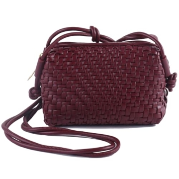 Woven Purse for Women Vegan Leather Crossbody Bag