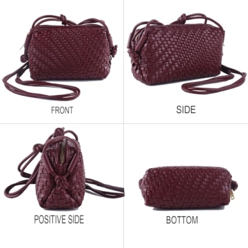 Woven Purse for Women Vegan Leather Crossbody Bag