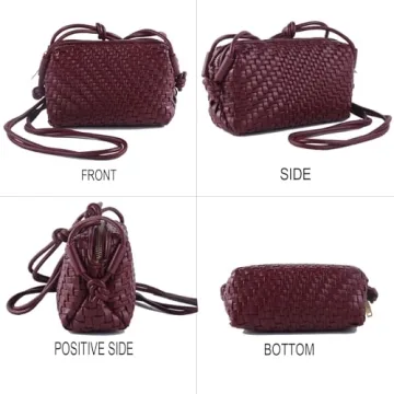 Woven Purse for Women Vegan Leather Crossbody Bag