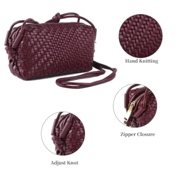 Woven Purse for Women Vegan Leather Crossbody Bag