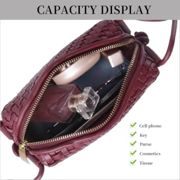 Woven Purse for Women Vegan Leather Crossbody Bag