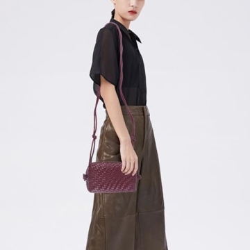 Woven Purse for Women Vegan Leather Crossbody Bag