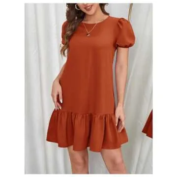 Chic SweatyRocks Mini Dress with Puff Sleeves for Women
