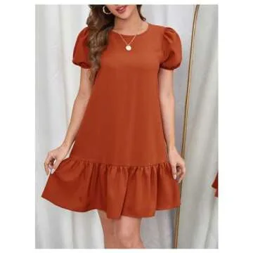 Chic SweatyRocks Mini Dress with Puff Sleeves for Women