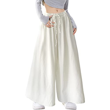 UQJE Women's White Wide Leg Baggy Jeans - Plus Size Comfort & Style