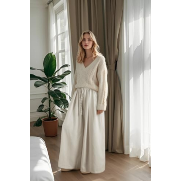 UQJE Women's White Wide Leg Baggy Jeans Plus Size Comfort