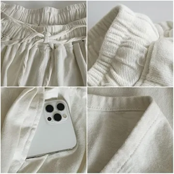 UQJE Women's White Wide Leg Baggy Jeans Plus Size Comfort