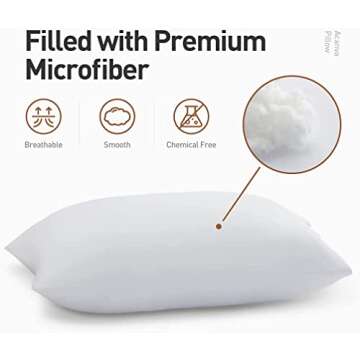 Acanva Basic Bed Pillow Soft Rest Cushion Stuffer for Sleeping, King , White 4 Count