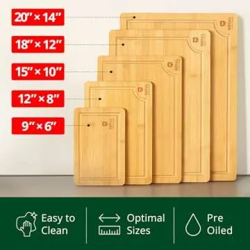 ROYAL CRAFT WOOD Wooden Serving Boards for Kitchen Meal Prep&Bamboo Wood Cutting Board Set with Deep Juice Groove Side Handles-Charcuterie & Chopping Butcher Block for Meat-Kitchen Gadgets Gift (5Pcs)