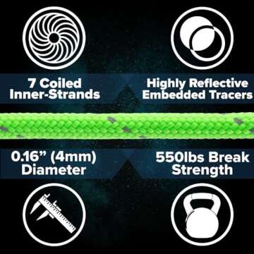 Reflective 550lb Paracord - Versatile Outdoor & Craft Use