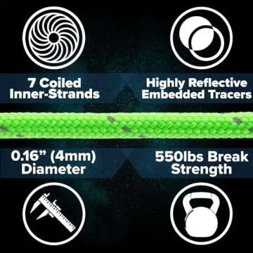 Reflective 550lb Paracord - Versatile Outdoor & Craft Use