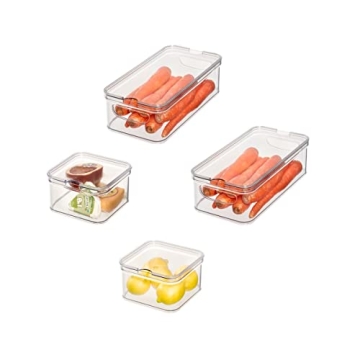 iDesign Crisp 4-Piece Refrigerator Organizer Set for Kitchen