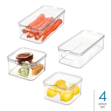 iDesign Crisp 4-Piece Refrigerator Organizer Set for Kitchen