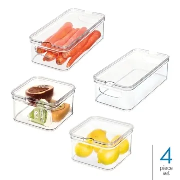 iDesign Crisp 4-Piece Refrigerator Organizer Set for Kitchen