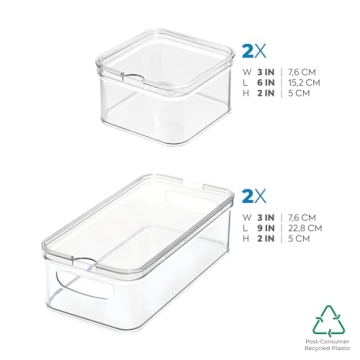 iDesign Crisp 4-Piece Refrigerator Organizer Set for Kitchen