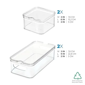 iDesign Crisp 4-Piece Refrigerator Organizer Set for Kitchen