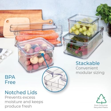 iDesign Crisp 4-Piece Refrigerator Organizer Set for Kitchen