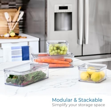 iDesign Crisp 4-Piece Refrigerator Organizer Set for Kitchen