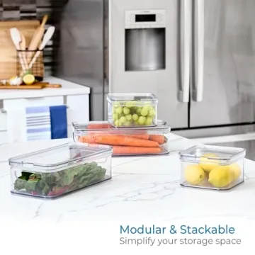 iDesign Crisp 4-Piece Refrigerator Organizer Set for Kitchen
