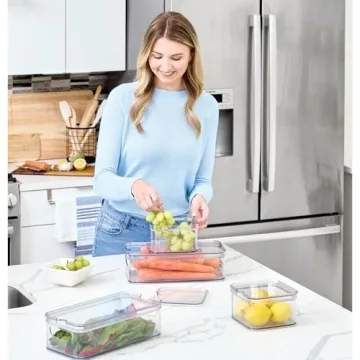 iDesign Crisp 4-Piece Refrigerator Organizer Set for Kitchen