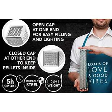 Carpathen Smoke Tube for Pellet Smoker - Cold Smoker Generator Tube for Gas Grill, Electric, Charcoa...