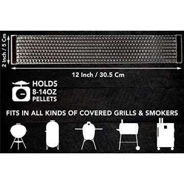 Carpathen Smoke Tube for Pellet Smoker - Cold Smoker Generator Tube for Gas Grill, Electric, Charcoal - Billows 5 Hours of Cold Smoke Ideal for Smoking Cheese, Fish, Pork, Beef, Nuts - Stainless Steel