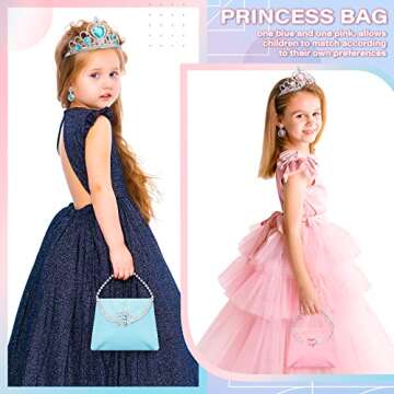 XFBB Princess Jewelry and Dress Up Shoes,Role Play Accessories with 4 Pairs of Princess Shoes,Crowns,Necklaces,Bracelets,Rings,Bags,Gifts Toys for Age 3 4 5 6 Years Old Toddlers Girls