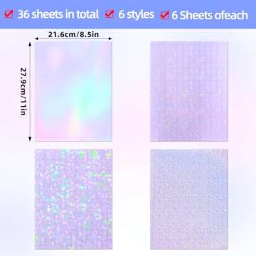 Shop 36 Sheets Holographic Sticker Paper for Crafts