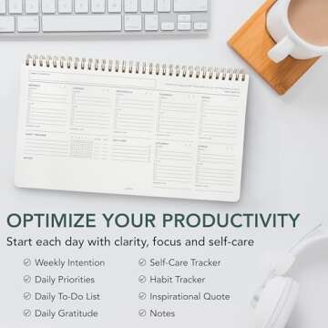 Zen & Flow - Undated Weekly Planner, Dashboard Desk Pad, To Do List Notepad, Productivity, Habit Tra...
