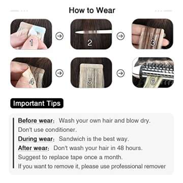 SUYYA Tape in Hair Extensions Human Hair Kinky Straight Tape in Extensions Natural Black 20 Inch Skin Weft 50g/Pack 20PCS Tape INS for Women (#1B Natural Black)