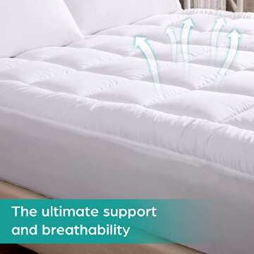 WhatsBedding Cotton Waterproof Mattress Pad Queen Size Top Down Alternative Filling Pillowtop Mattre...
