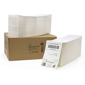 Buhbo 4" x 6" Direct Thermal Labels - Perforated BPA Free - Compatible with Zebra & Rollo Printer - ...